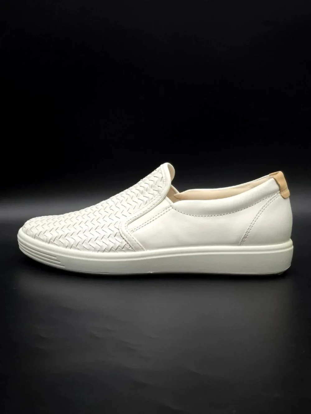 Ecco Soft 7 Woven White Slip-on Comfort Shoes Women's Size 9-9.5 New